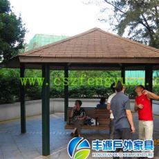 景区户外休闲钢结构塑木公园凉亭