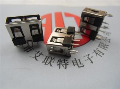 USB 10.6/一字型胶芯 AF 母座90度插板-鱼叉